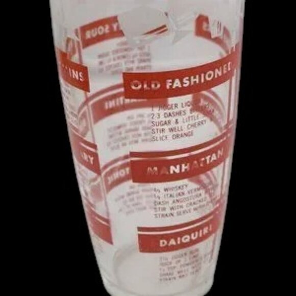 Mid-Century Bar Shaker with Recipes Red & White Graphics - Picture 7 of 11